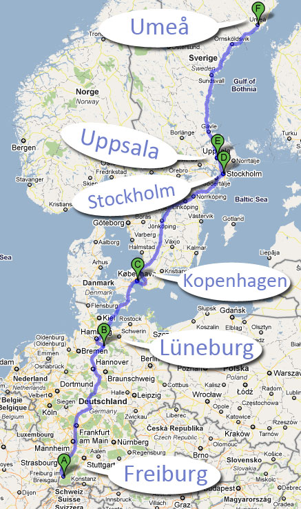 Meine Route nach Umeå